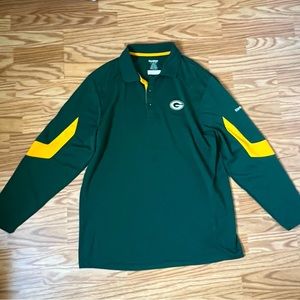 Reebok Green Bay Packers Long Sleeve Polo Shirt Men’s Medium NFL